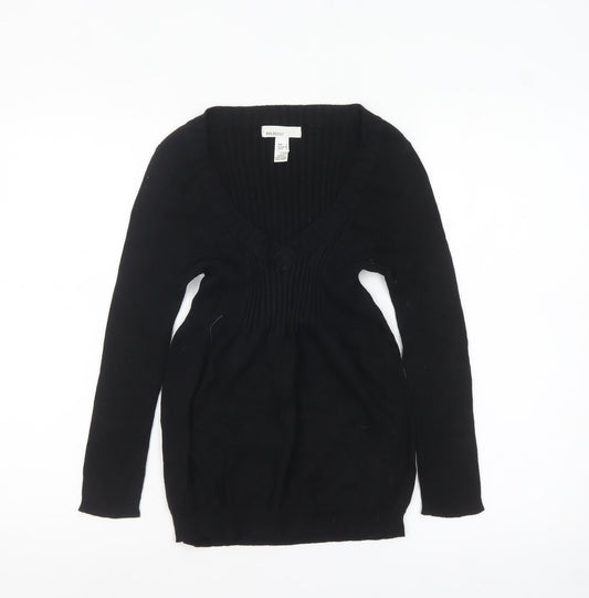 MNG Basics Womens Black V-Neck Long Sleeve Tunic Jumper Size 8