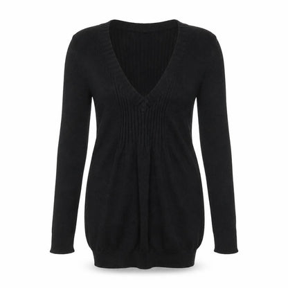 MNG Basics Womens Black V-Neck Long Sleeve Tunic Jumper Size 8