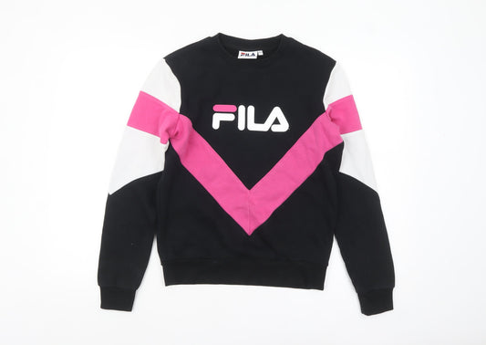 Womens UK Size 2XS FILA Black Pullover Sweatshirt