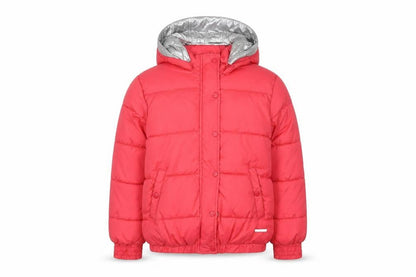 DKNY Women’s Pink Short Puffer Jacket XS Hooded Logo Winter Coat