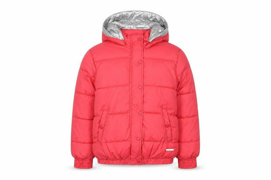 DKNY Women’s Pink Short Puffer Jacket XS Hooded Logo Winter Coat