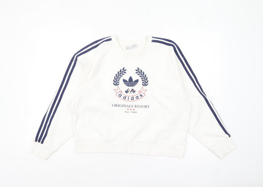 Womens UK Size 10 adidas White Pullover Sweatshirt