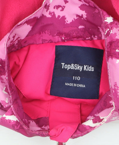 Top&Sky Kids Girls Pink Camouflage Hooded Waterproof Rain Jacket 4-5 Years