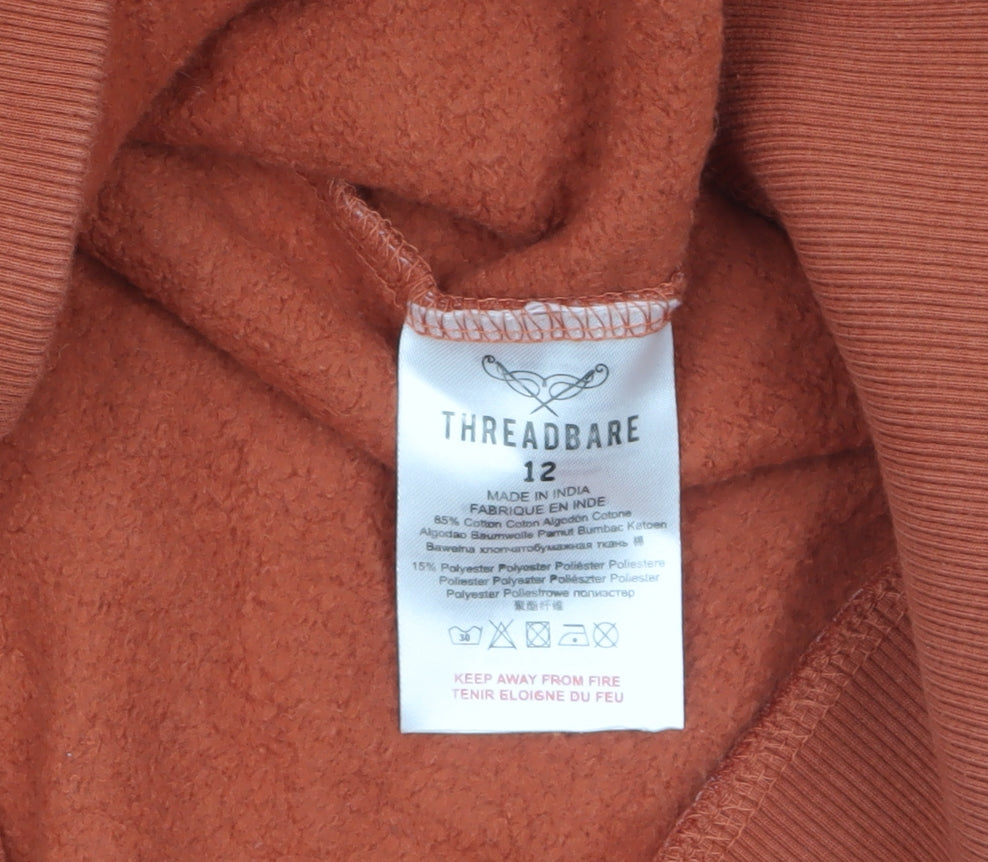 Womens UK Size 12 Threadbare Orange Pullover Hoodie