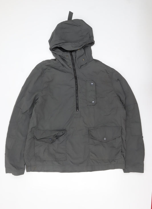 Next Men’s Grey Nylon Hooded Anorak Jacket L Lightweight Outdoor