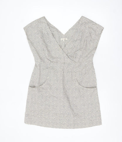 Joules Women Blue Polka Dot Size 14 Wrap Sleeveless Cotton Dress