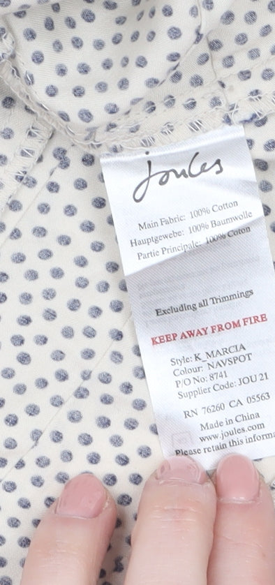 Joules Women Blue Polka Dot Size 14 Wrap Sleeveless Cotton Dress