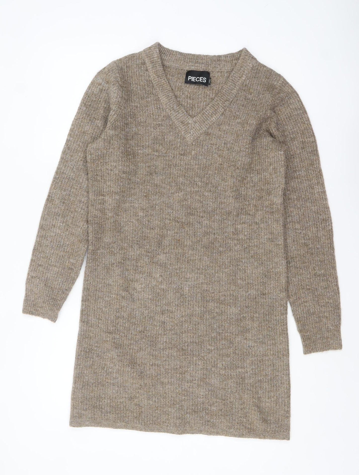 Womens UK Size S Pieces Beige Pullover Jumper