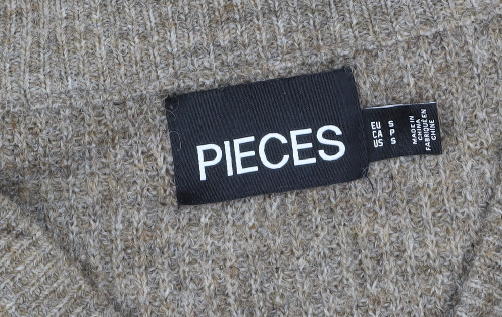 Womens UK Size S Pieces Beige Pullover Jumper