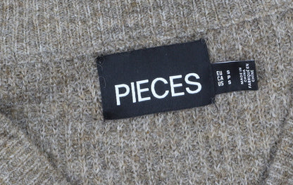Womens UK Size S Pieces Beige Pullover Jumper