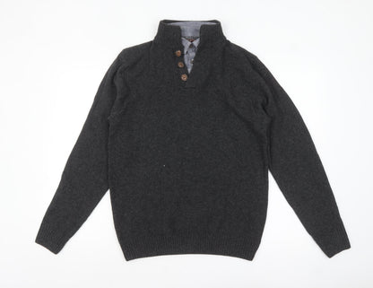 Mens UK Size M NEXT Grey Henley Jumper