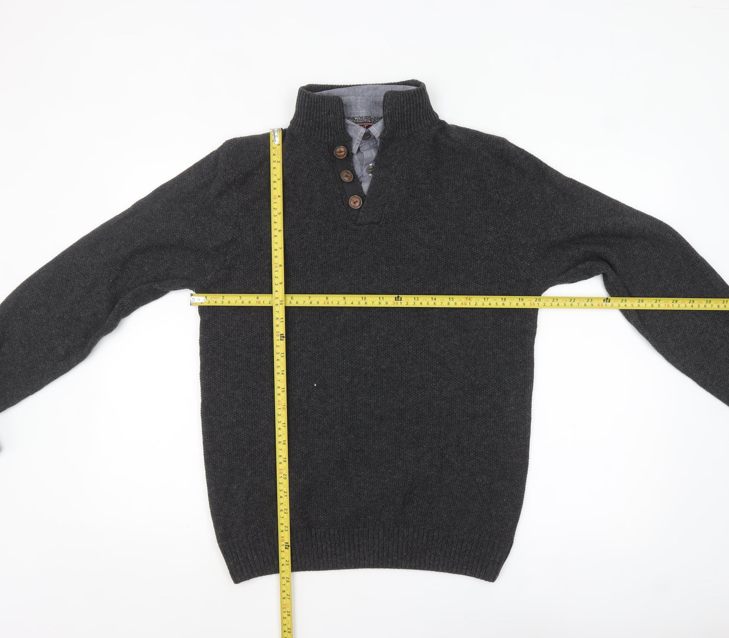 Mens UK Size M NEXT Grey Henley Jumper