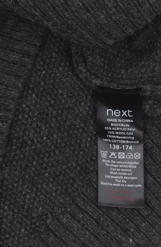 Mens UK Size M NEXT Grey Henley Jumper