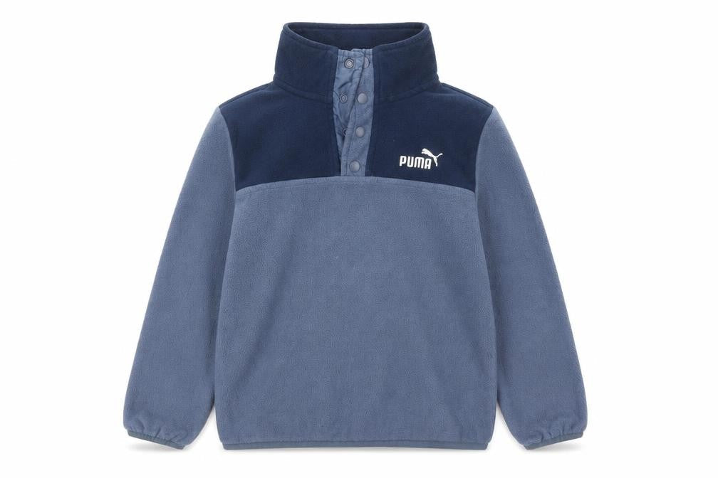 Front view of Puma boys’ blue fleece henley sweatshirt, size 10, years
