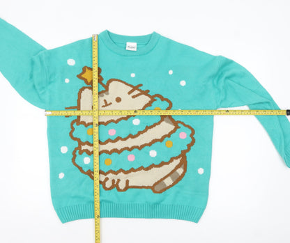 Womens UK Size S Pusheen Blue Pullover Jumper