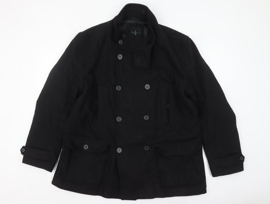 Mens UK Size XL Jasper Conran Black Pea Coat
