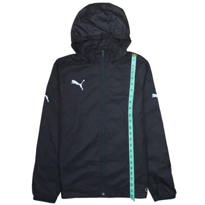 Puma Boys Black Hooded Windbreaker Jacket 14 Years Full Zip Lightweight