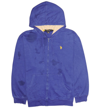 Mens UK Size XL U.S. Polo Assn. Blue Full Zip Hoodie