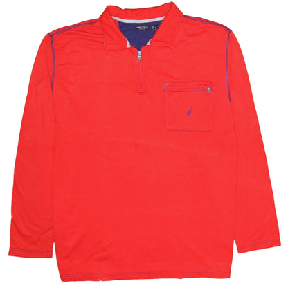 Mens UK Size 2XL Nautica Red Henley Sweatshirt