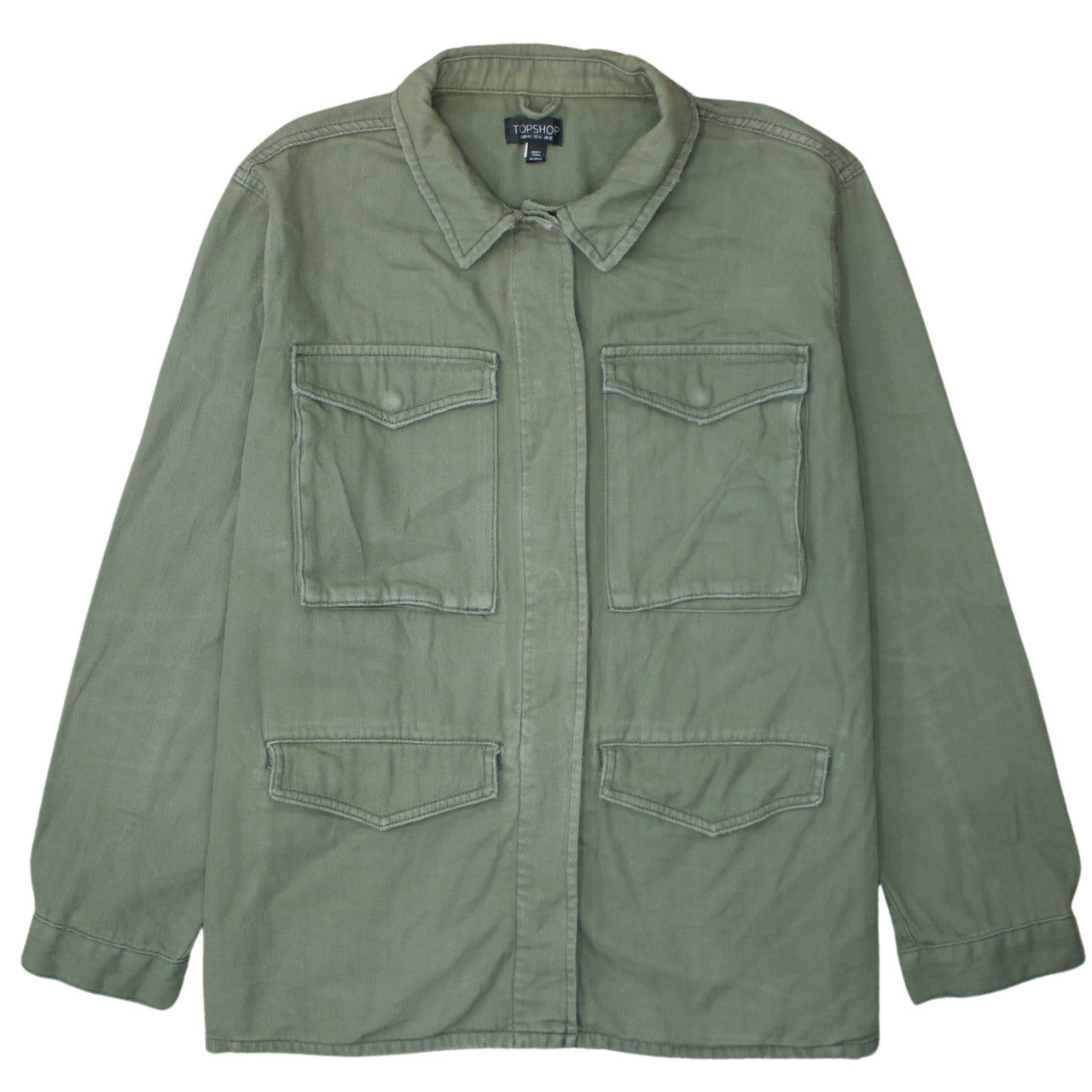 Womens UK Size 16 Topshop Green Basic Button-Up