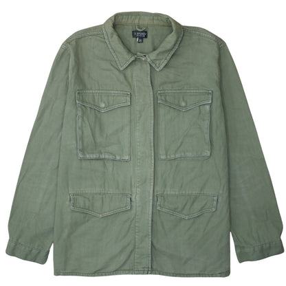 Womens UK Size 16 Topshop Green Basic Button-Up