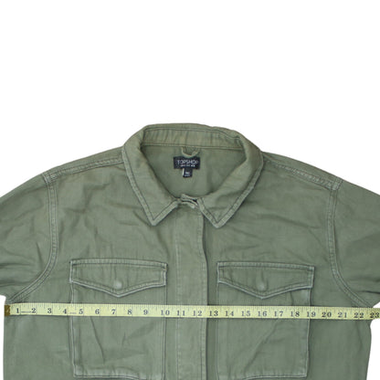 Womens UK Size 16 Topshop Green Basic Button-Up