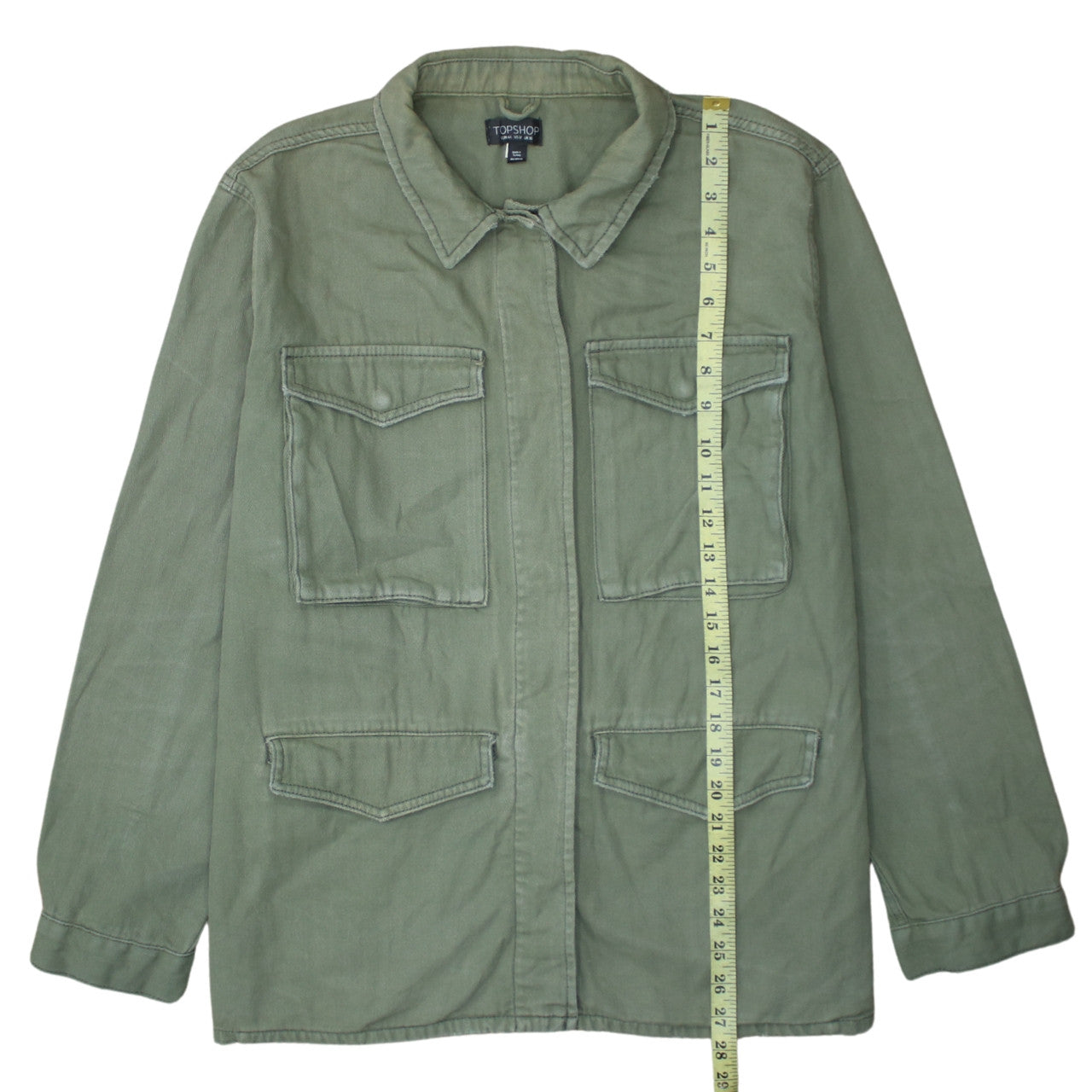 Womens UK Size 16 Topshop Green Basic Button-Up