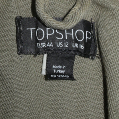 Womens UK Size 16 Topshop Green Basic Button-Up