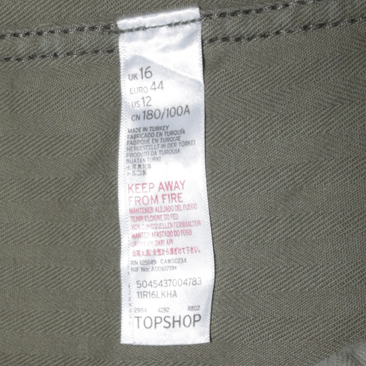Womens UK Size 16 Topshop Green Basic Button-Up