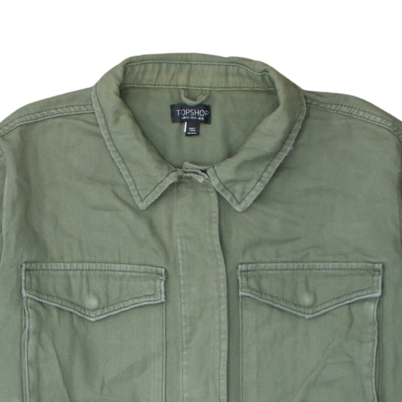 Womens UK Size 16 Topshop Green Basic Button-Up