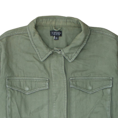 Womens UK Size 16 Topshop Green Basic Button-Up
