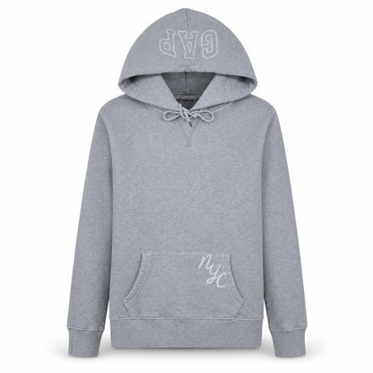 Gap Women’s Grey Pullover Hoodie Sweatshirt M Embroidered NYC Logo