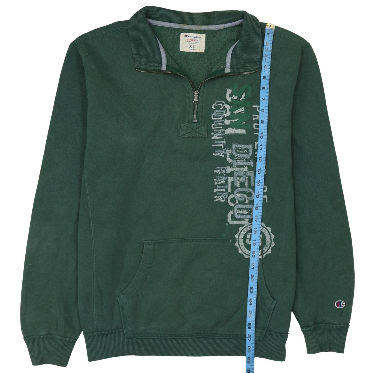 Champion Men's Green XL 1/4 Zip Fleece Activewear Jacket
