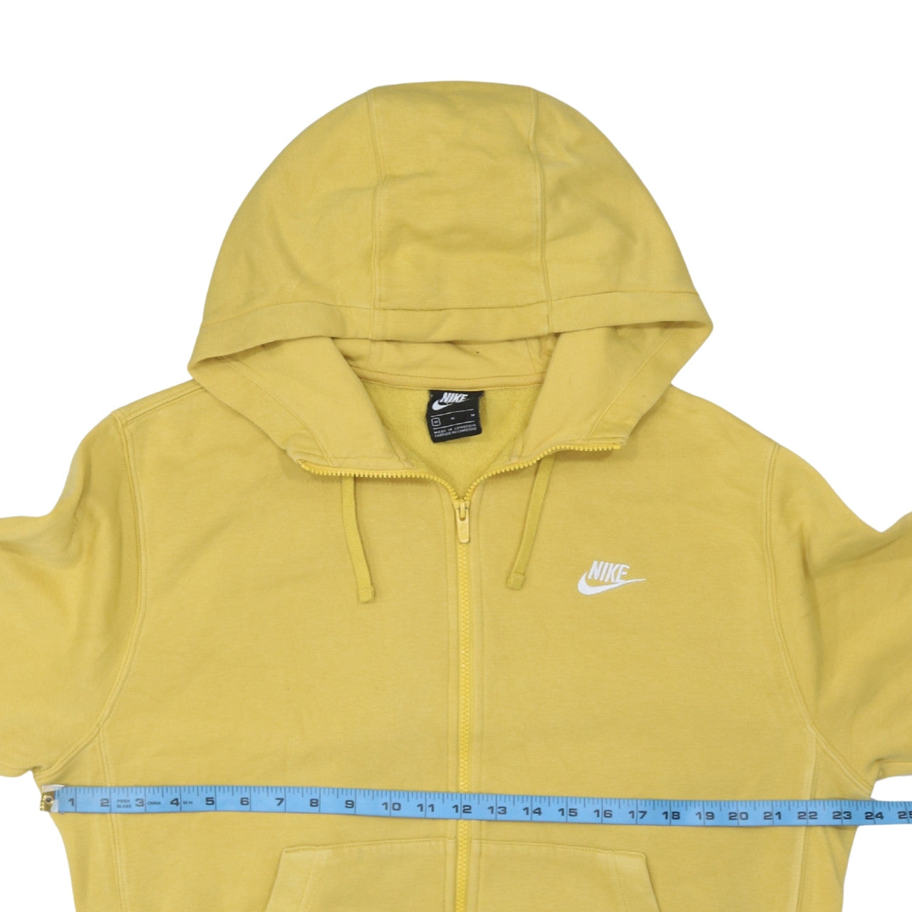 Mens UK Size M Nike Yellow Full Zip Hoodie