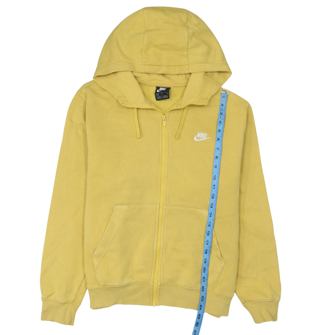 Mens UK Size M Nike Yellow Full Zip Hoodie
