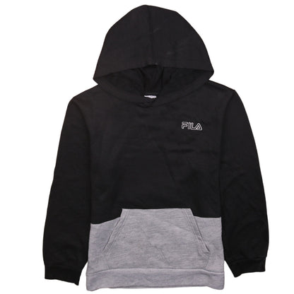 Fila Boys Black & Grey Pullover Hoodie L (14/16) Cotton Blend Casual