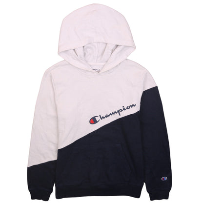 Champion Boys White & Blue Pullover Hoodie XL Colourblock Fleece Sweatshirt