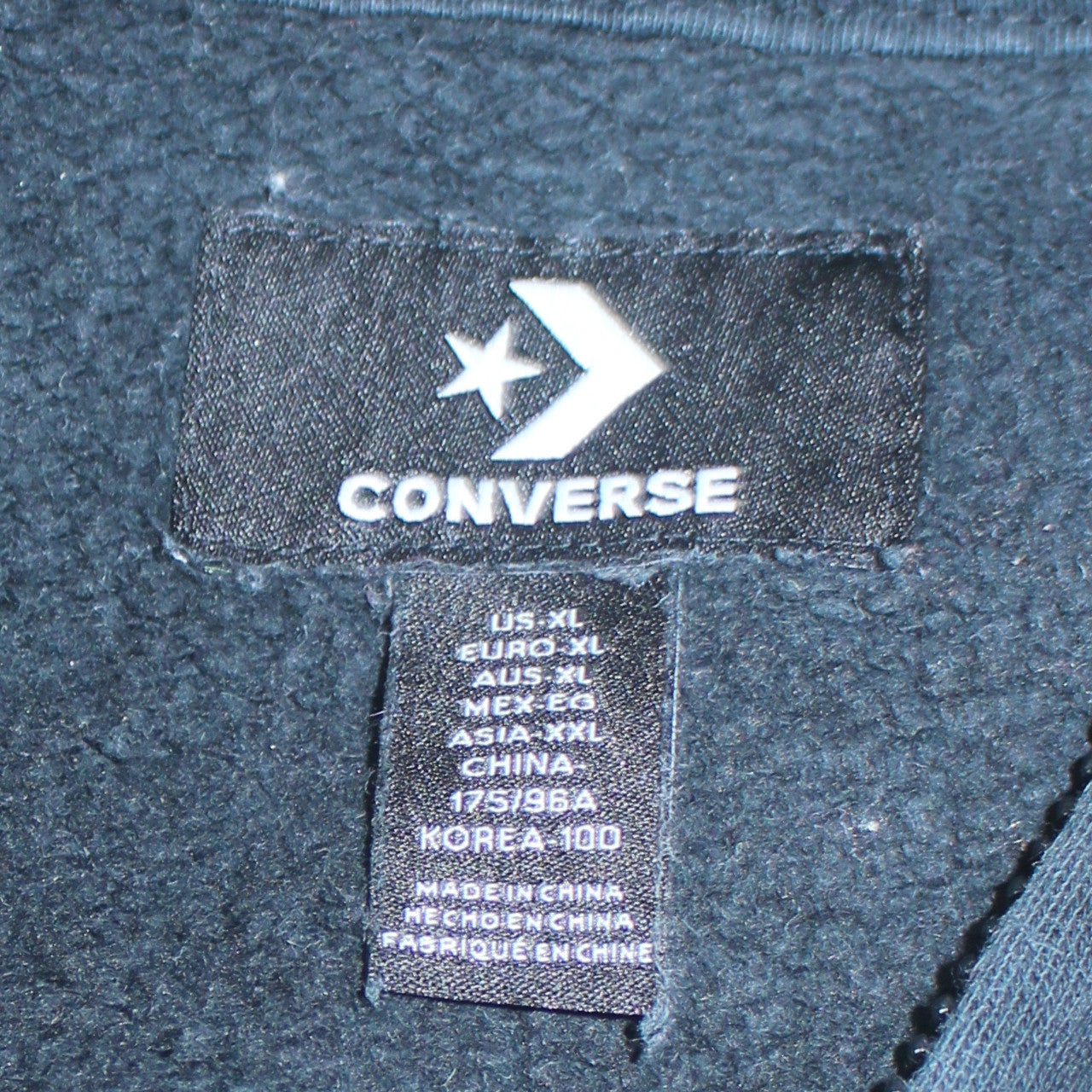 Womens UK Size XL Converse Black Full Zip Hoodie
