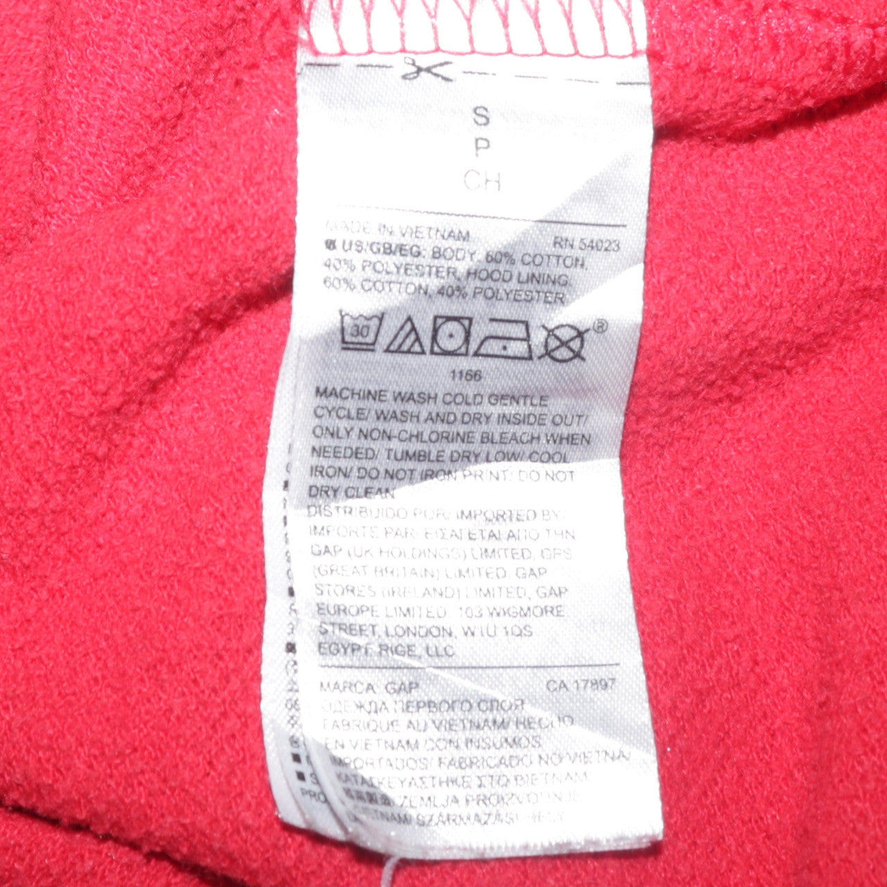 Womens UK Size S Gap Red Pullover Hoodie