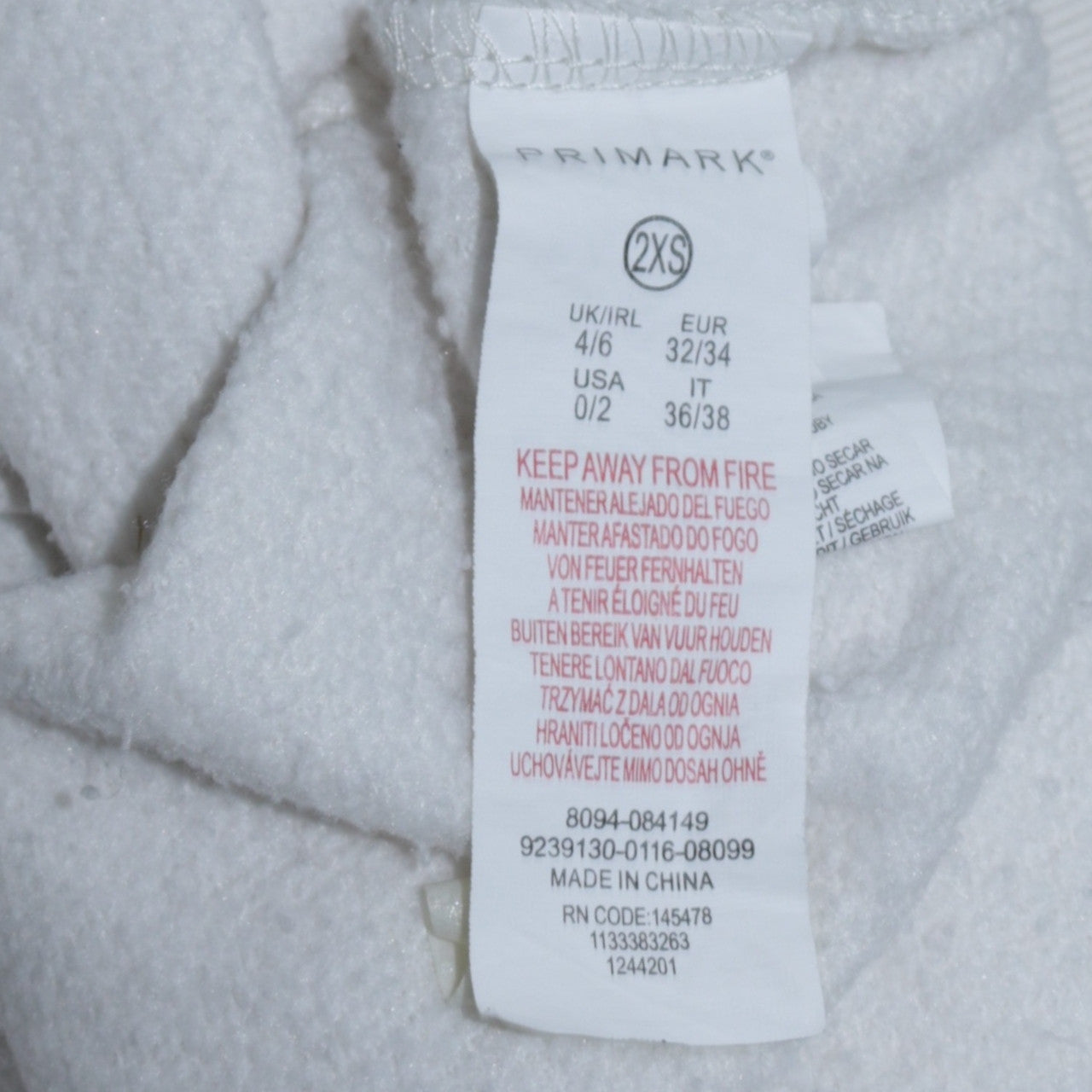 Womens UK Size 2XS Primark White Pullover Hoodie