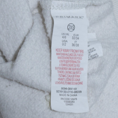 Womens UK Size 2XS Primark White Pullover Hoodie