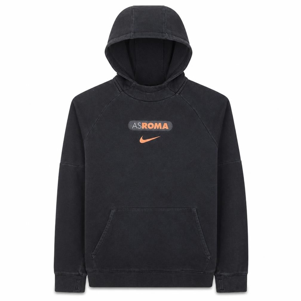 Front view of Nike boys’ black as roma pullover hoodie xl fleece football sweatshirt
