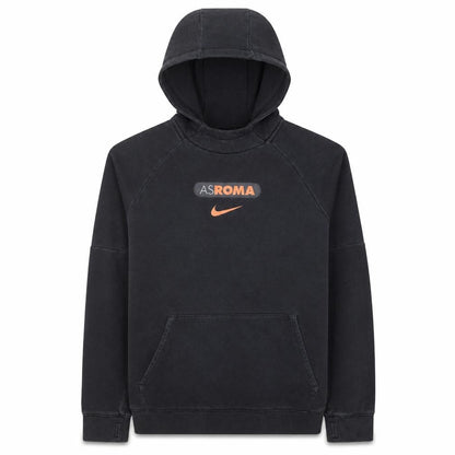 Front view of Nike boys’ black as roma pullover hoodie xl fleece football sweatshirt