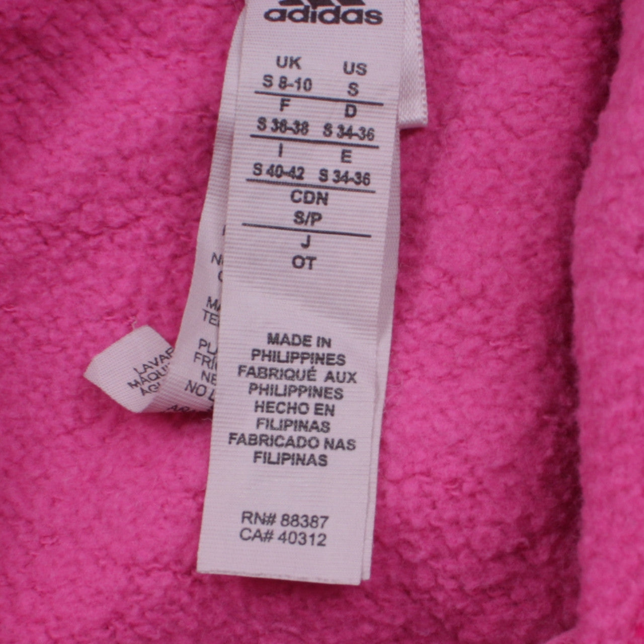 Womens UK Size S adidas Pink Pullover Hoodie