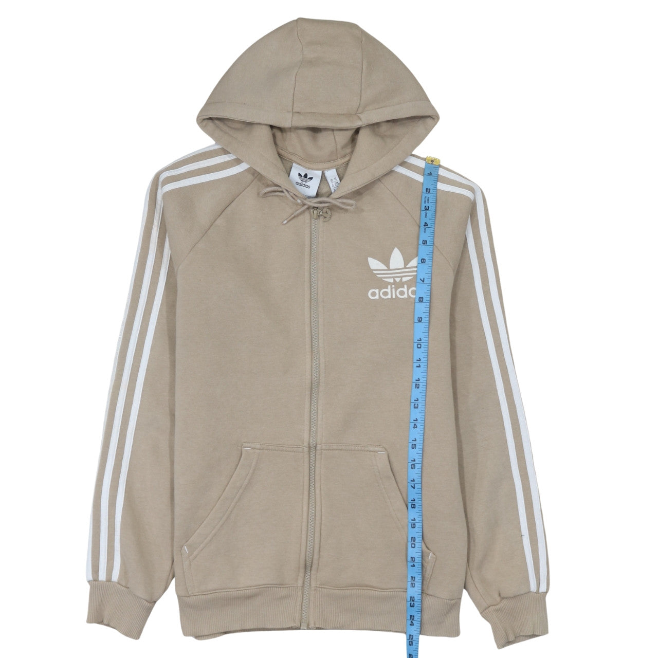 Mens UK Size XS adidas Beige Full Zip Hoodie