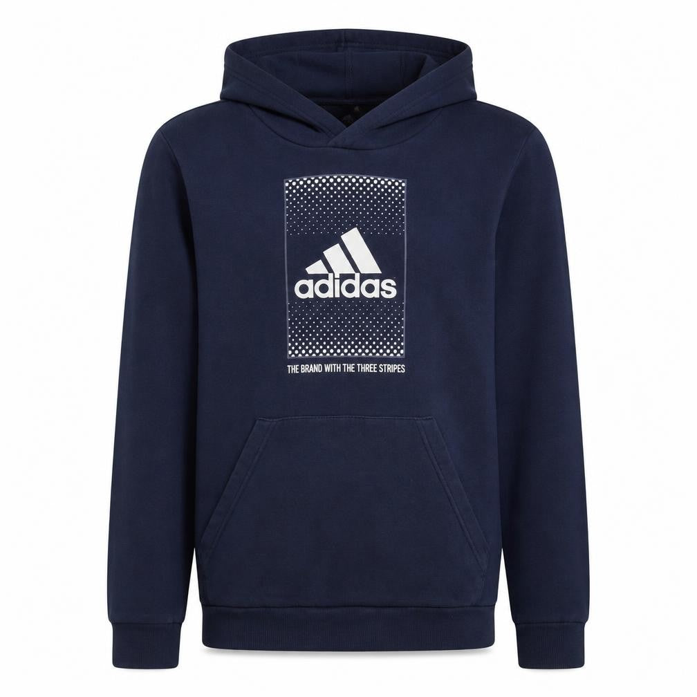 Adidas Boys Blue Pullover Hoodie 14 Years Regular Fit Graphic Print