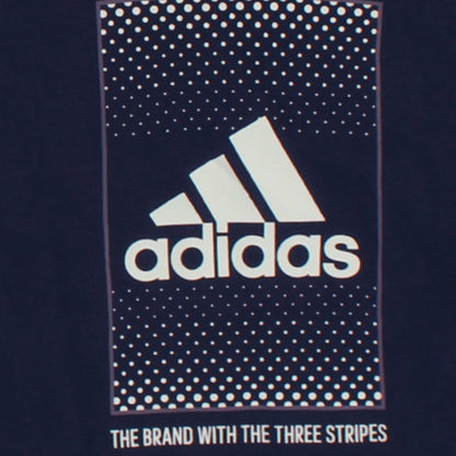 Adidas Boys Blue Pullover Hoodie 14 Years Regular Fit Graphic Print