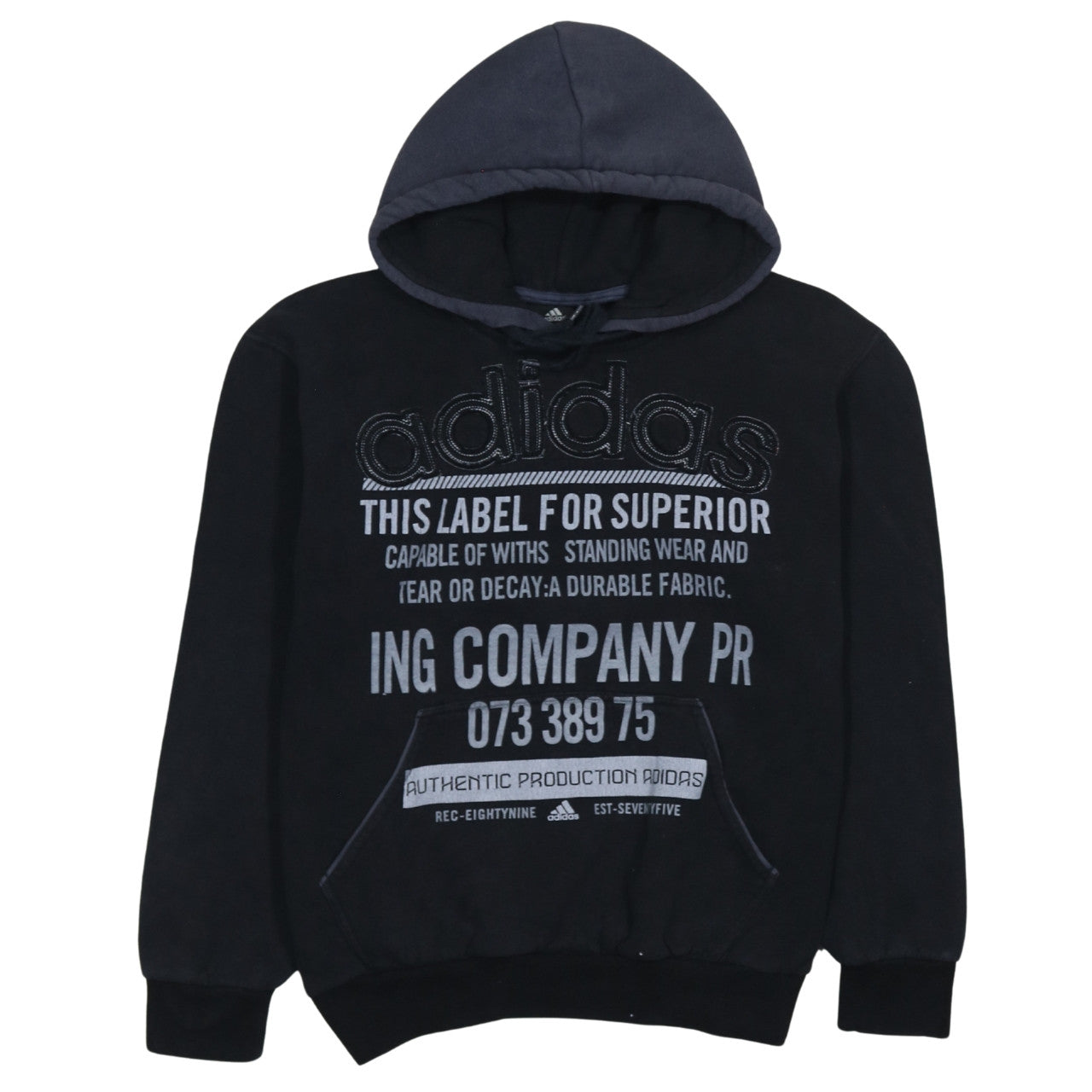Mens UK Size M adidas Black Pullover Hoodie