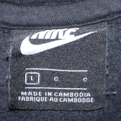 Nike Boys Black & Grey Pullover Hoodie Size L Graphic Logo Fleece