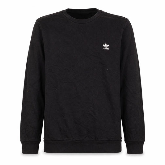 Front view of Adidas boys’ black crew neck pullover sweatshirt 15-16 years fleece logo